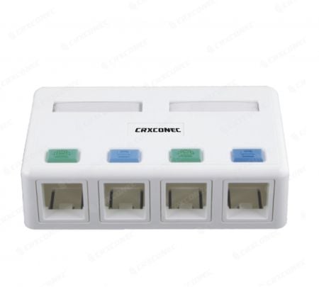 Unloaded Surface Mount Oulet Box 4 Port in White Color - CRXCabling 4 Port Sufrace Mount Box